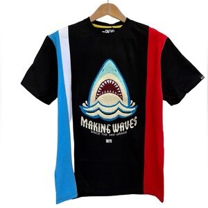 BKYS 3D Shark Makings Waves Since 3rd Grade Print High Quality Top T-Shirt Large